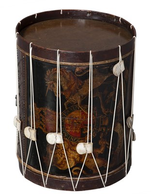 Lot 137 - Leather and Wood Drum-Form Side Table Height...