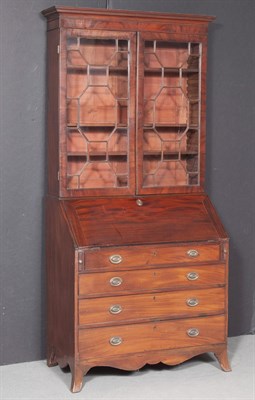Lot 101 - George III Mahogany Bureau Bookcase Height 77...