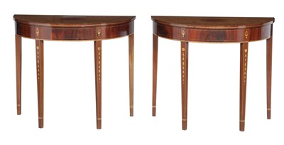 Lot 226 - Pair of Federal Style Inlaid Mahogany Demilune...