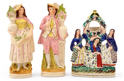 Lot 249 - Three Staffordshire Figures English, early...