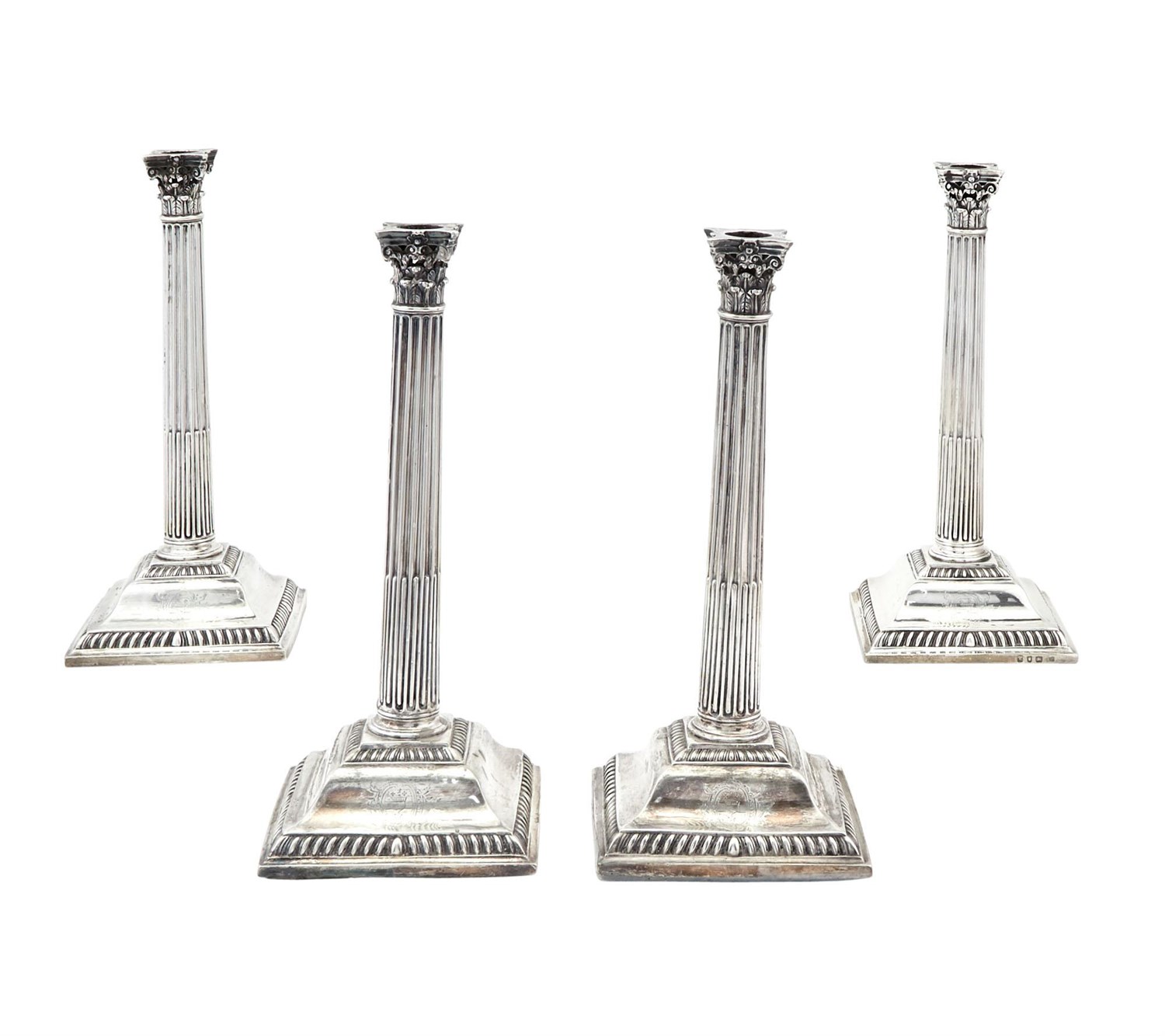 Lot 153 - Set of Four George III Sterling Silver Candlesticks
