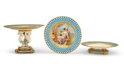 Lot 90 - Group of English Porcelain Reticulated Cabinet Plates Depicting Neoclassical Scenes