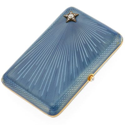 Lot 59 - Fabergé Guilloché Enameled Gold Cigarette Case...