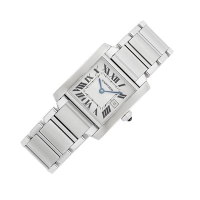 Lot 97 - Cartier Stainless Steel 'Tank Francaise' Wristwatch, Ref. 2465