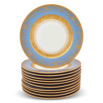 Lot 363 - Set of Eleven Limoges Gilt-Decorated Blue...