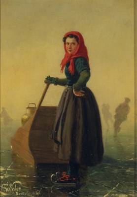 Lot 595 - Henri van Seben Belgian, 1825-1913 A Girl on...