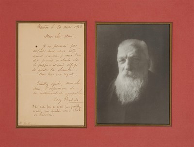 Lot 34 - RODIN, AUGUSTE Autograph note signed....