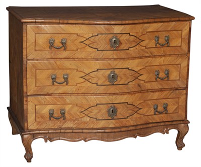 Lot 671 - Continental Rococo Walnut and Marquetry Inlaid...