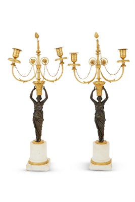 Lot 777 - Pair of Empire Gilt and Patinated Bronze...