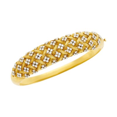 Lot 107 - Gold and Diamond Bangle Bracelet