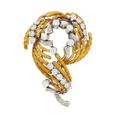 Lot 118 - Two-Color Gold and Diamond Brooch