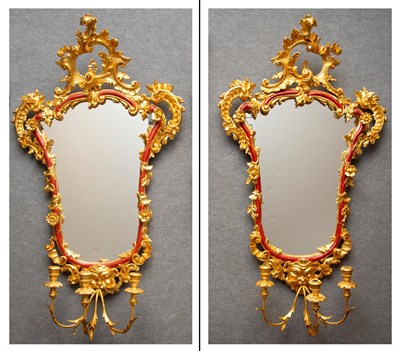 Lot 202 - Pair of Venetian Painted and Parcel-Gilt...