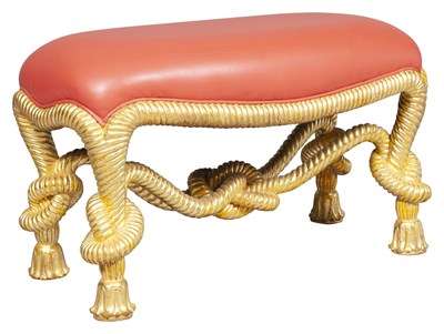 Lot 206 - Napoleon III Style Giltwood Rope Twist Stool...