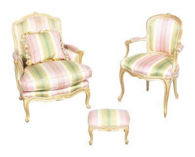 Lot 177 - Suite of Louis XV Style Giltwood Furniture