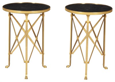 Lot 214 - Pair of Neoclassical Style Marble Top Gilt...