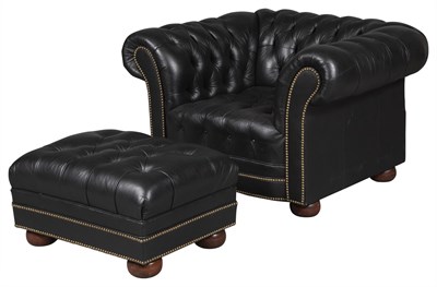 Lot 297 - Chesterfield Armchair and Ottoman Height of...