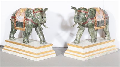 Lot 304 - Pair of Hardwood-Mounted Elephant Sculptures...