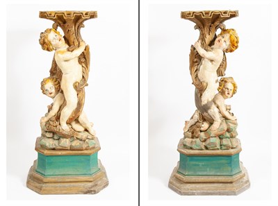 Lot 179 - Pair of Painted Resin Putti Figures