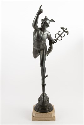Lot 79 - Bronze Figure of Mercury On a marble base....