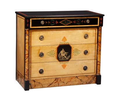Lot 117 - Neoclassical Style Polychrome Decorated Chest of Drawers