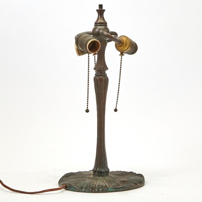 Lot 369 - Art Nouveau Style Three Light Bronze Lily Pad Lamp Base