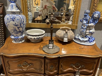 Lot 369 - Art Nouveau Style Three Light Bronze Lily Pad Lamp Base