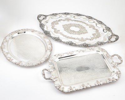 Lot 138 - Three American Silver Plated Grape Pattern Trays