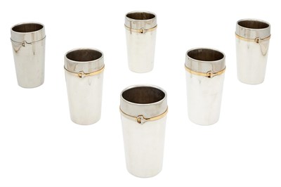 Lot 1014 - Cased Set of Six Gucci Silver Plated Beakers