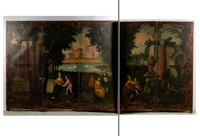 Lot 754 - Neoclassical Painted Five-Panel Screen...
