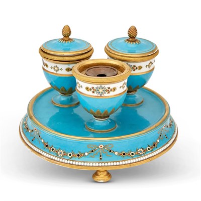Lot 177 - Sèvres Style Turquoise Ground Porcelain...