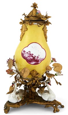 Lot 179 - Meissen Gilt-Metal and Yellow Ground Porcelain...