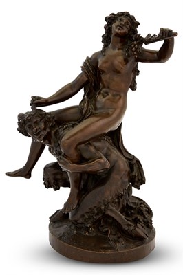 Lot 130 - Patinated Bronze Group of a Bacchanalian Nude...