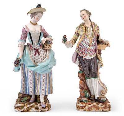 Lot 193 - Pair of Large Meissen Porcelain Figures of a Man and Woman