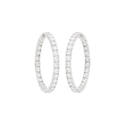 Lot 74 - Pair of White Gold and Diamond Hoop Earrings
