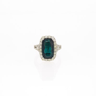Lot 1254 - White Gold, Tourmaline and Diamond Ring