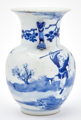 Lot 349 - A Chinese Blue and White Porcelain Vase with Ruyi Handles
