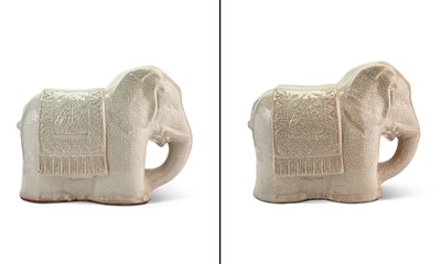 Lot 151 - A Pair of Chinese Crackle Glazed Elephant-Form Ceramic Garden Stools