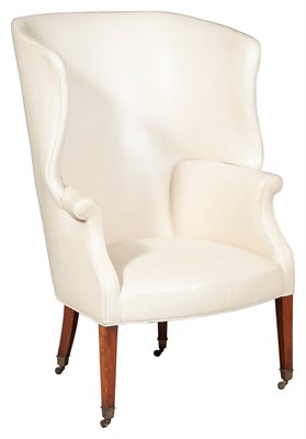 Lot 94 - George III Style Leather Upholstered Wing...