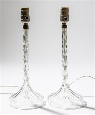 Lot 92 - Pair of Glass Table Lamps Lacking shades....