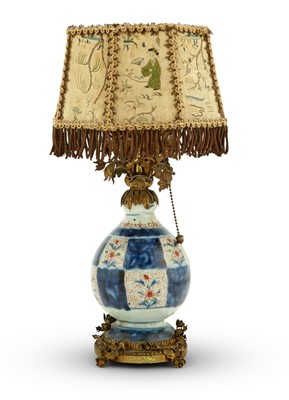 Lot 150 - Porcelain Lamp with an Embroidered Chinese Shade