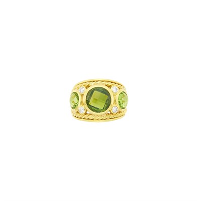 Lot 1019 - David Yurman Gold, Tourmaline, Peridot and Diamond Ring