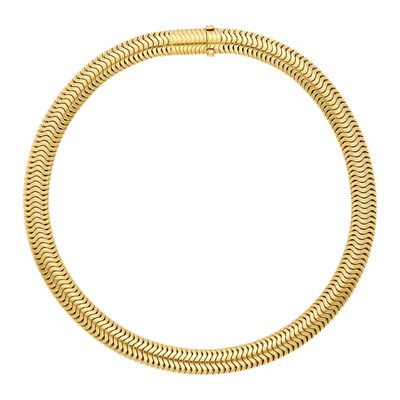 Lot 1158 - Gold Snake Link Necklace