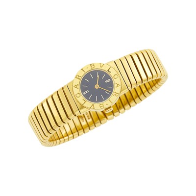 Lot 1028 - Bulgari Gold 'Tubogas' Bangle-Watch