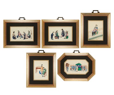 Lot 82 - A Set of Five Chinese Export Paintings