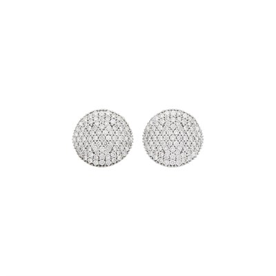 Lot 1084 - Pair of White Gold and Diamond Convex Earclips
