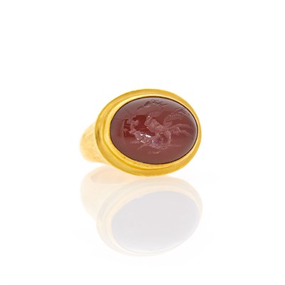 Lot 2047 - Yosi Harari High Karat Gold and Carnelian Intaglio Ring
