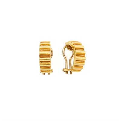 Lot 2028 - Pair of Gold Ribbed Half-Hoop Earclips