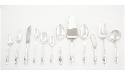 Lot 232 - Towle Sterling Silver Sculptured Rose Pattern Flatware Service
