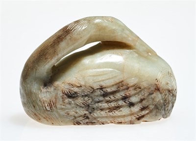 Lot 45 - A Chinese Mottled Jade Goose