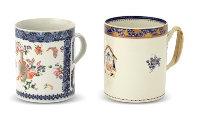 Lot 127 - Two Large Chinese Export Porcelain Tankards